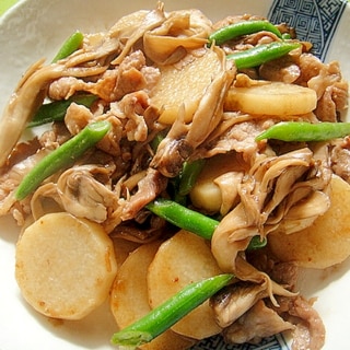 長芋と舞茸豚肉の炒め物